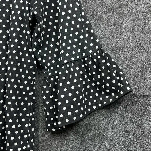 Michael Kors Women's Ruffle 1/4 Sleeve Polka Dot Blouse Black Size M - Picture 3 of 9